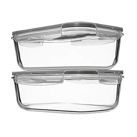 4-Piece Large Glass Food Storage Containers with Locking Lids – 8 Cups