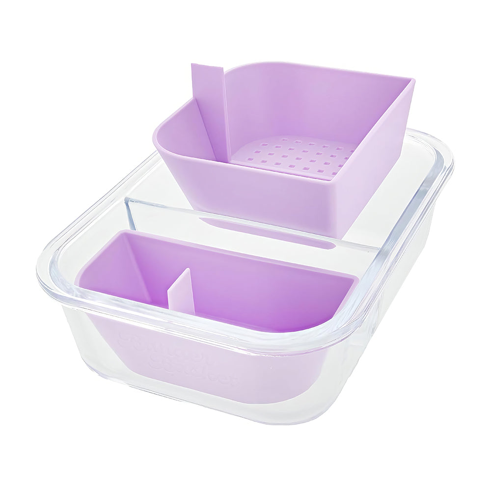 2-Compartment Borosilicate Glass Storage Container with Sealable Lid