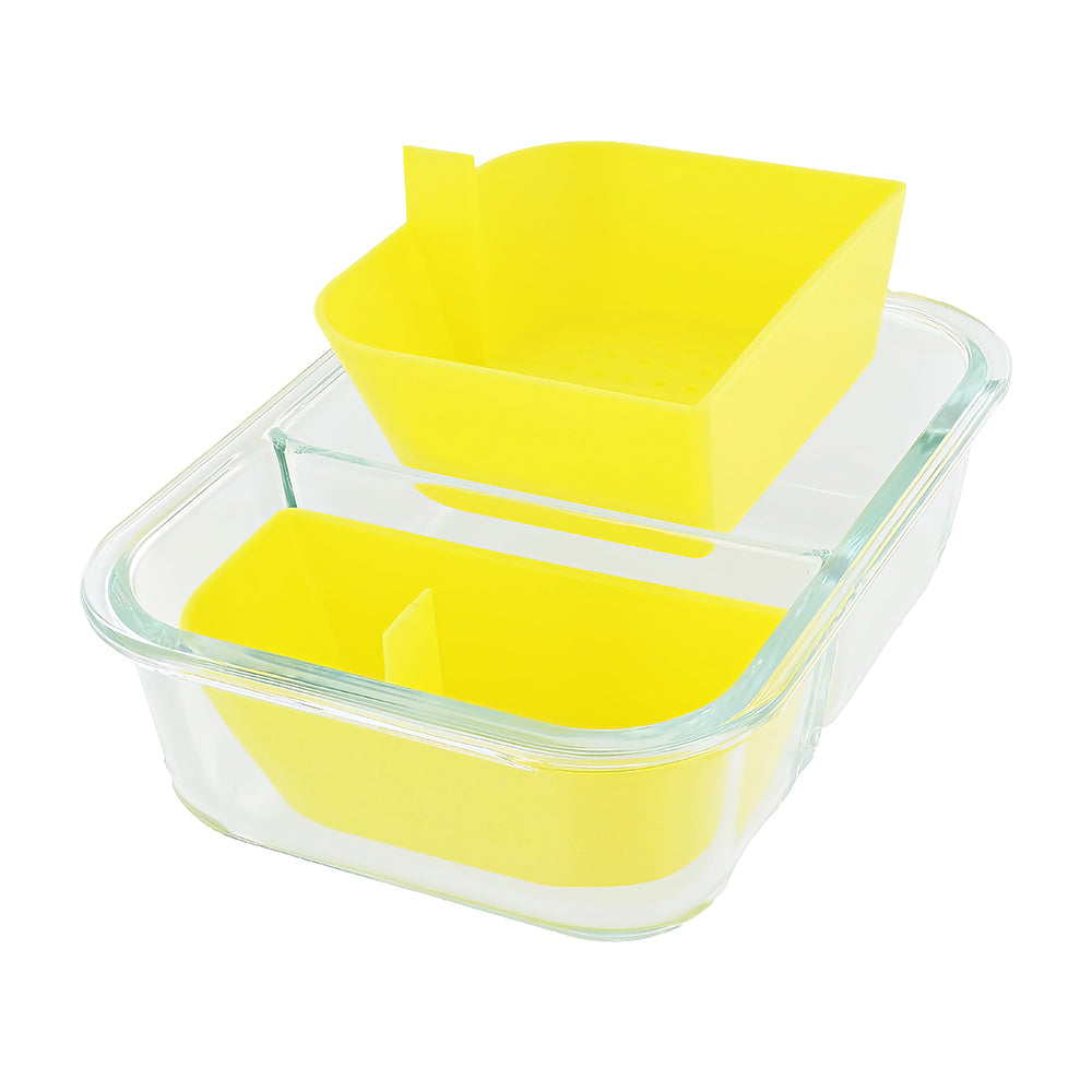 2-Compartment Borosilicate Glass Storage Container with Sealable Lid