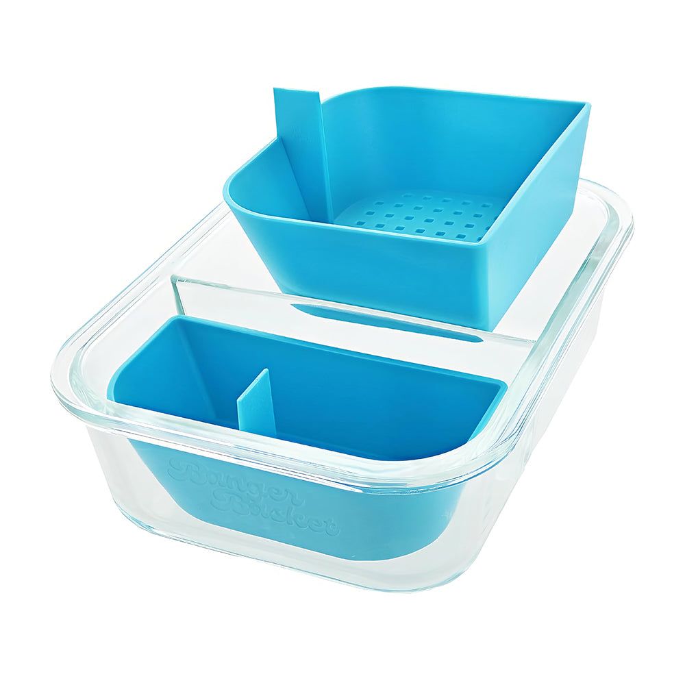 2-Compartment Borosilicate Glass Storage Container with Sealable Lid