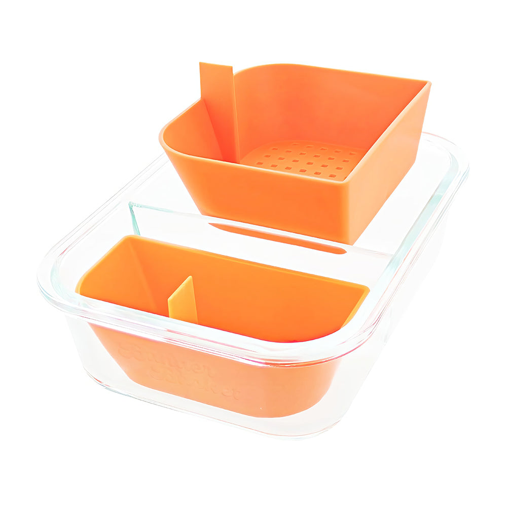 2-Compartment Borosilicate Glass Storage Container with Sealable Lid