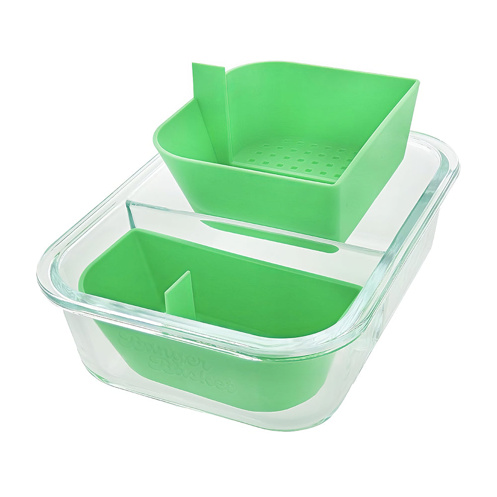 2-Compartment Borosilicate Glass Storage Container with Sealable Lid