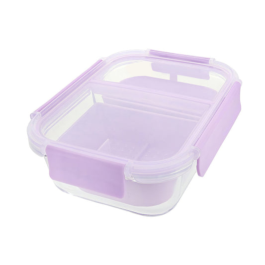 2-Compartment Borosilicate Glass Storage Container with Sealable Lid