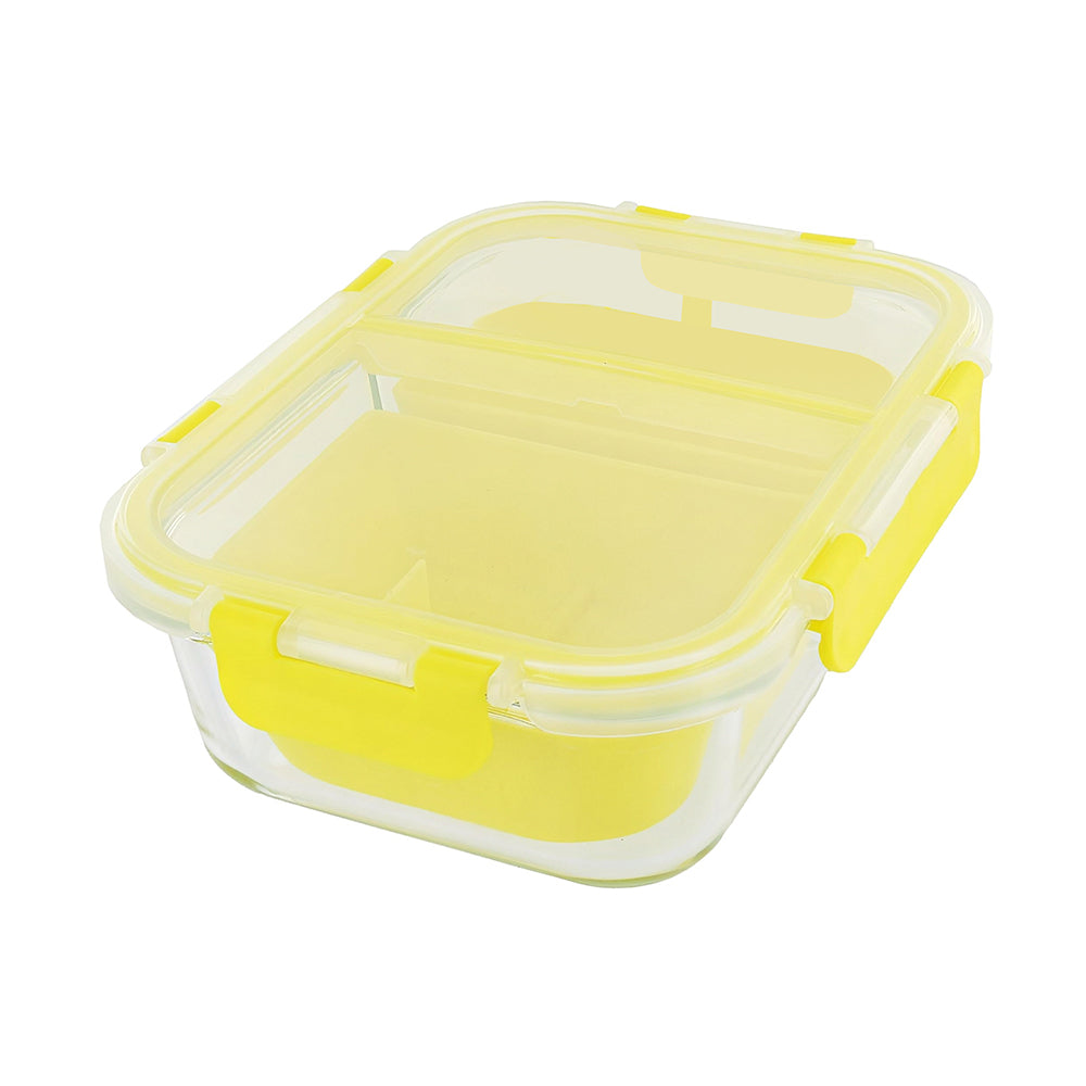 2-Compartment Borosilicate Glass Storage Container with Sealable Lid