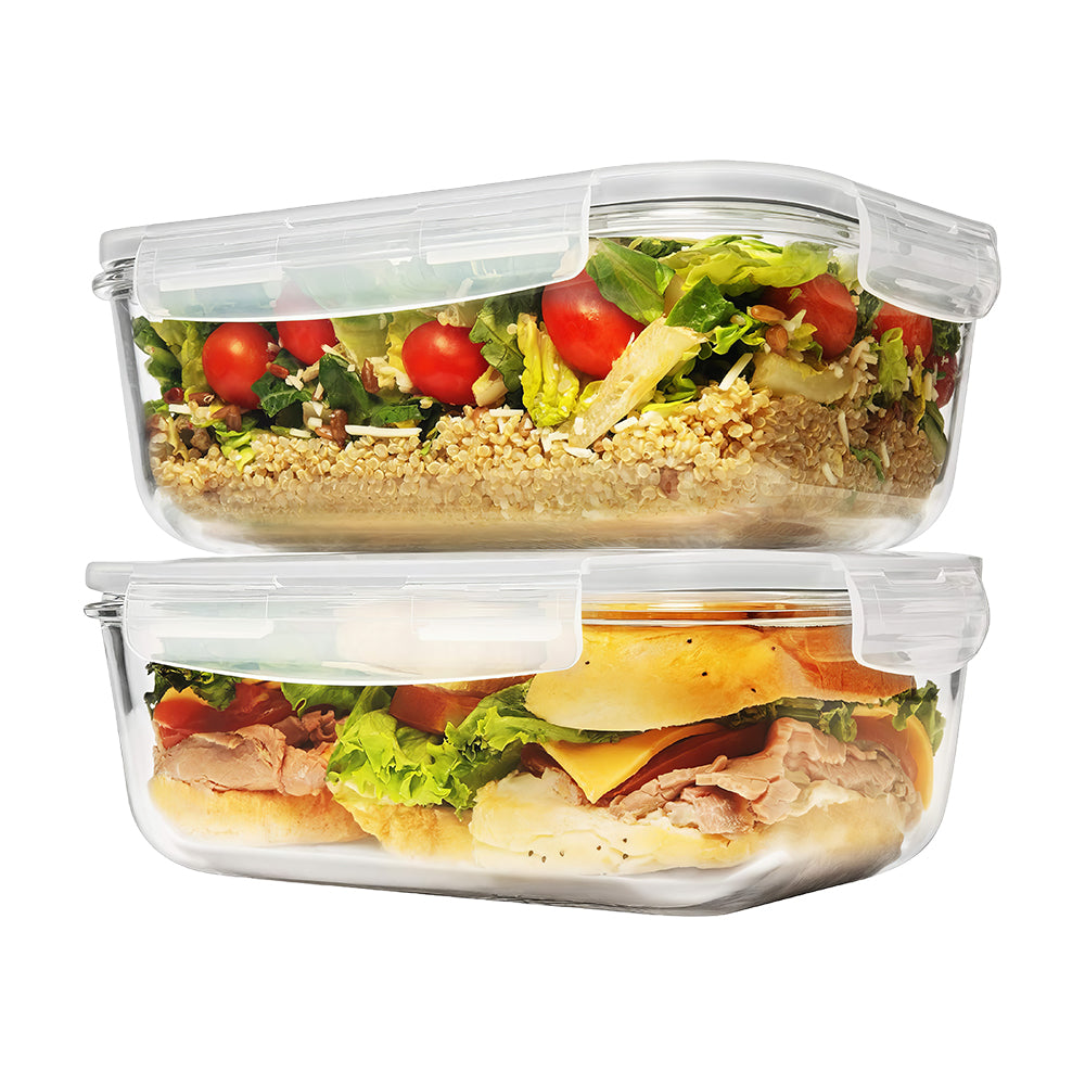 4-Piece Large Glass Food Storage Containers with Locking Lids ā 8 Cups