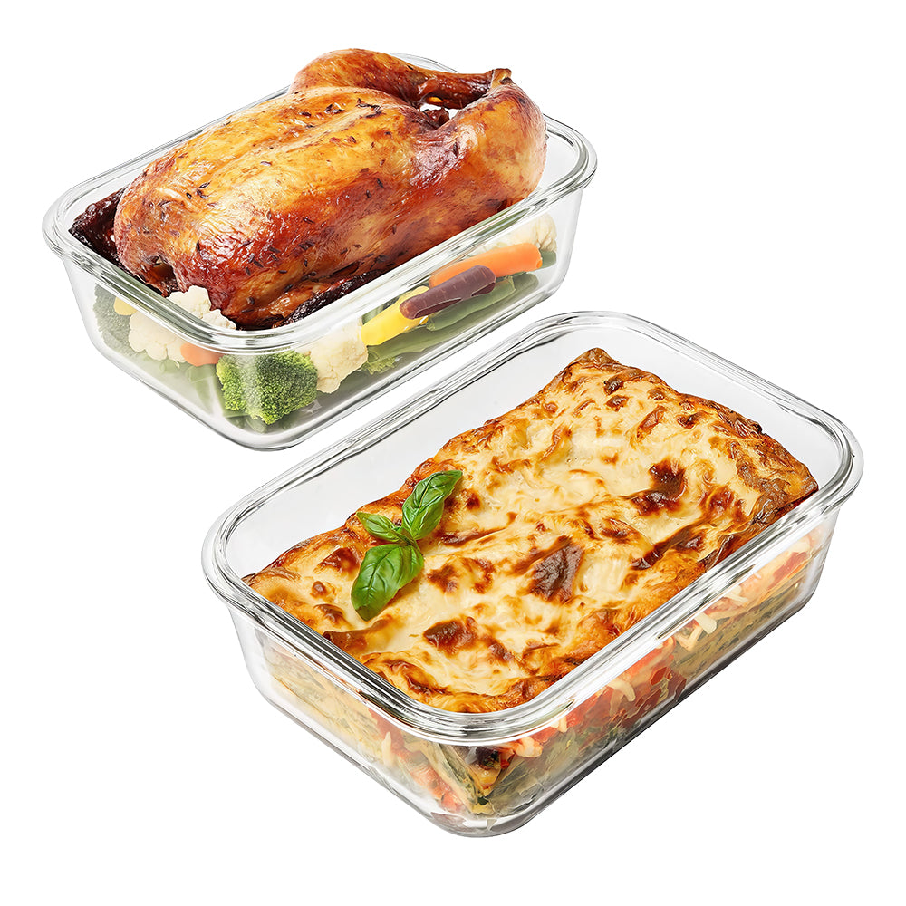 4-Piece Large Glass Food Storage Containers with Locking Lids ā 8 Cups