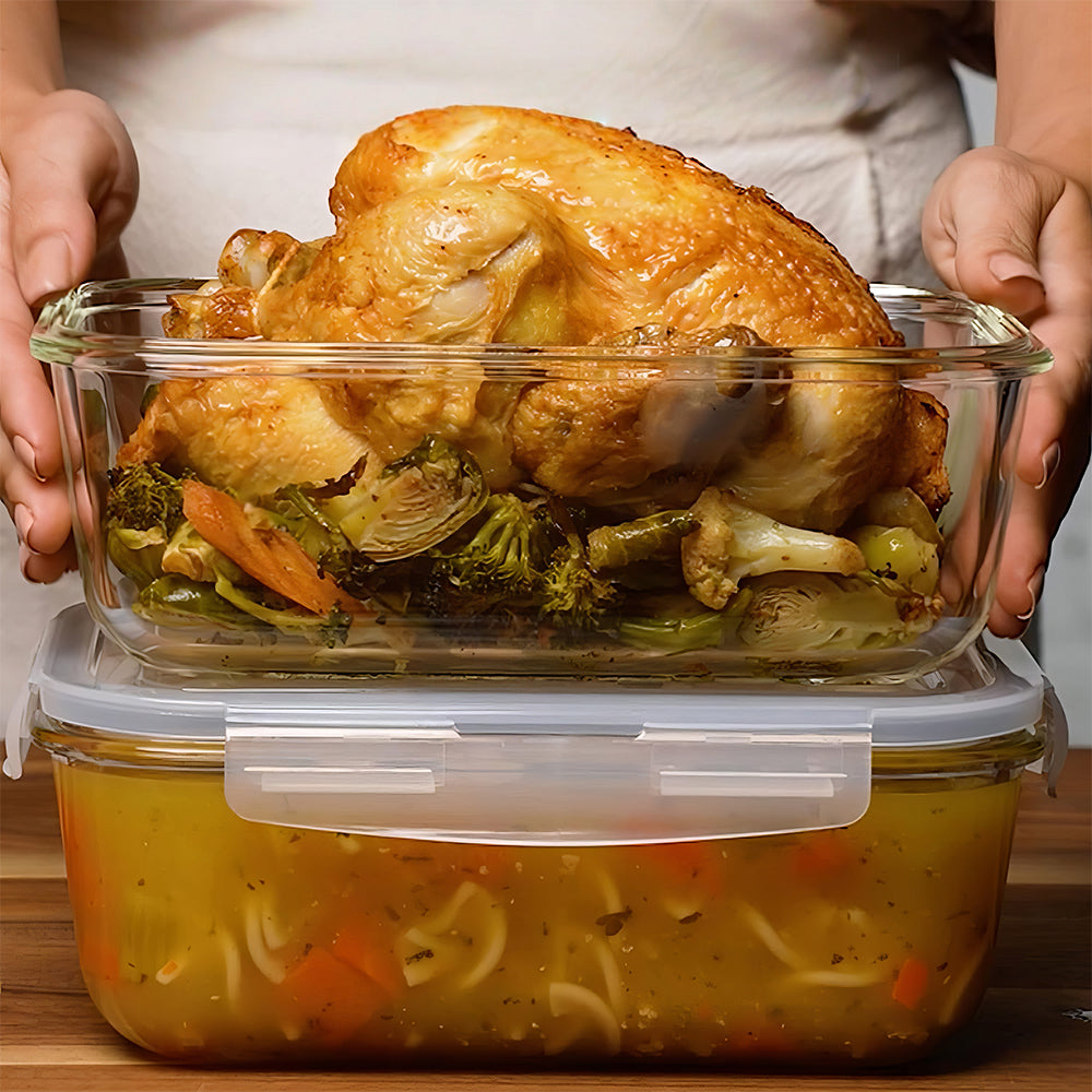4-Piece Large Glass Food Storage Containers with Locking Lids ā 8 Cups