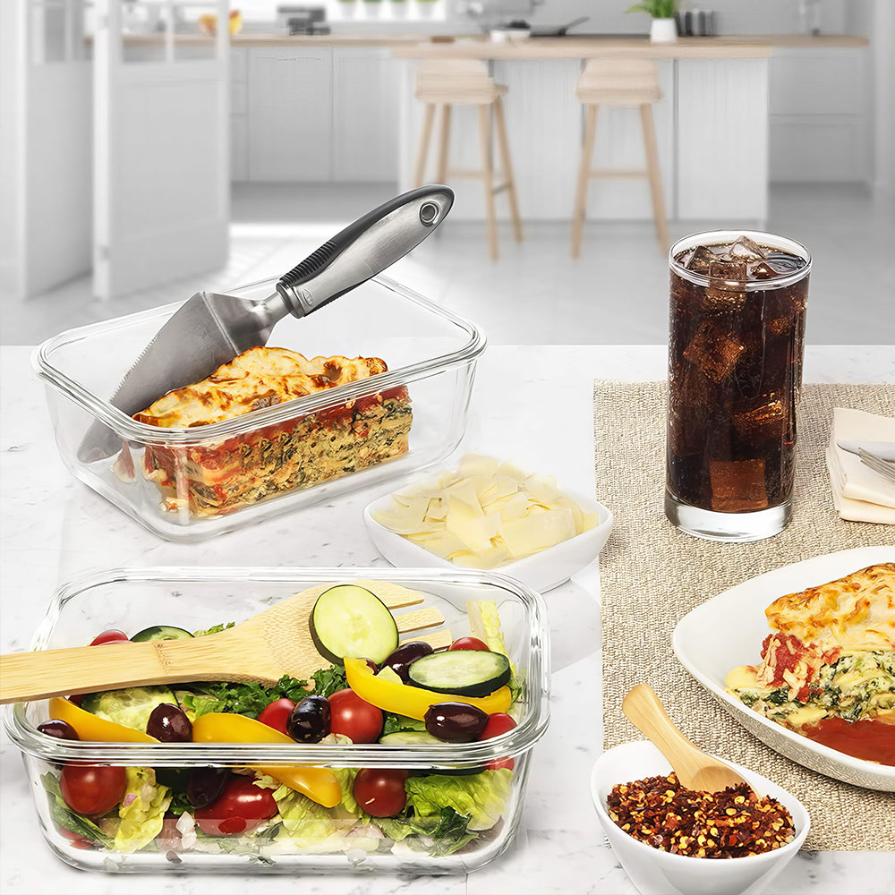 4-Piece Large Glass Food Storage Containers with Locking Lids ā 8 Cups