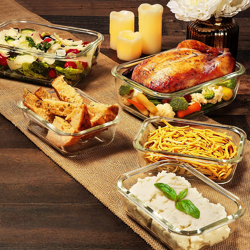 4-Piece Large Glass Food Storage Containers with Locking Lids ā 8 Cups