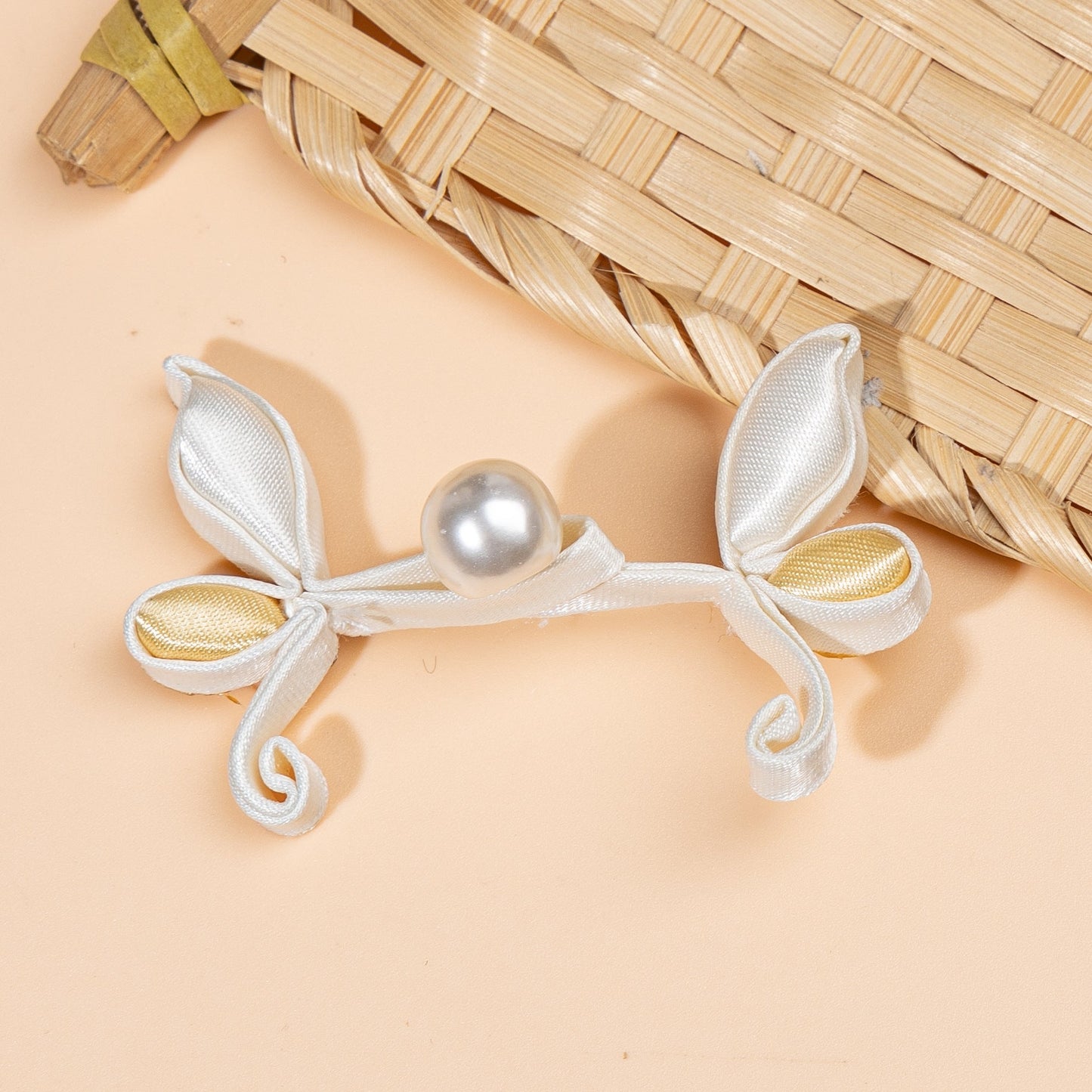 Leaf Shape Ribbon Pearl Buttons - handmade decorative sew-on button