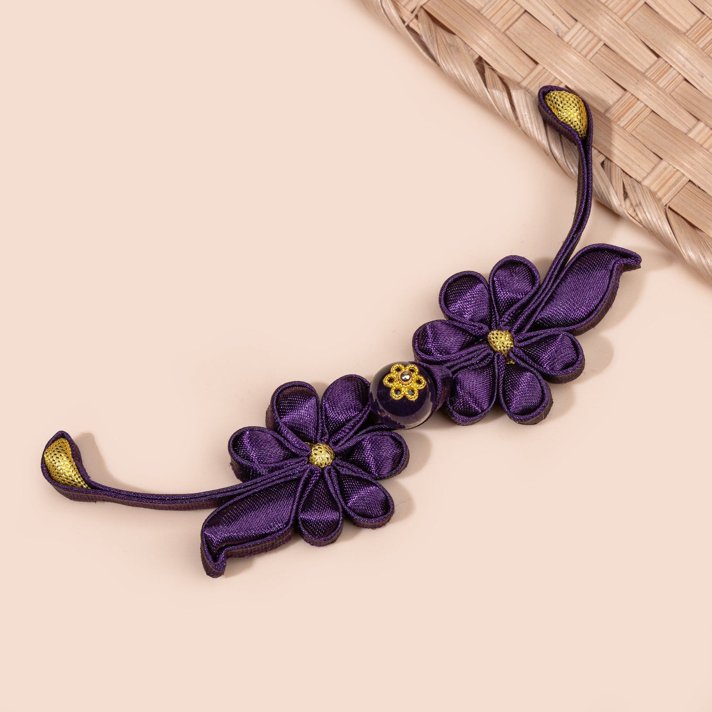 Six petal flower handmade Galaxy bead button - handmade decorative sew-on button