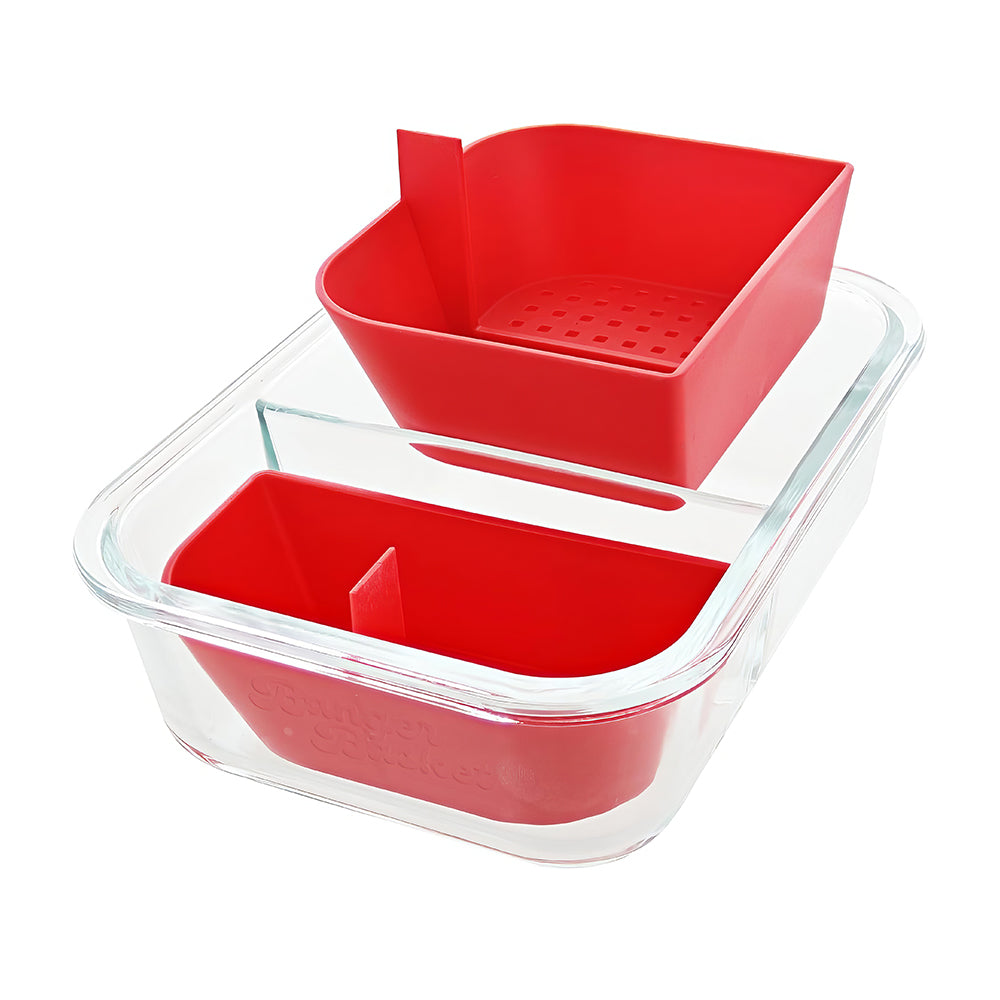 2-Compartment Borosilicate Glass Storage Container with Sealable Lid