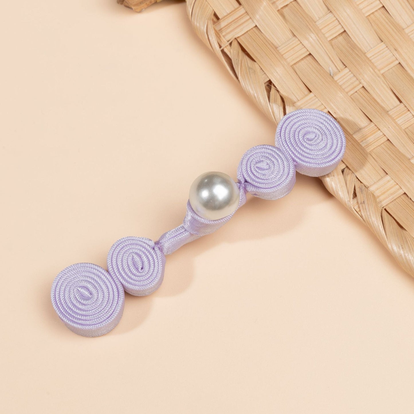 Triple Spiral Coil Button with Pearl Bead - handmade decorative sew-on button