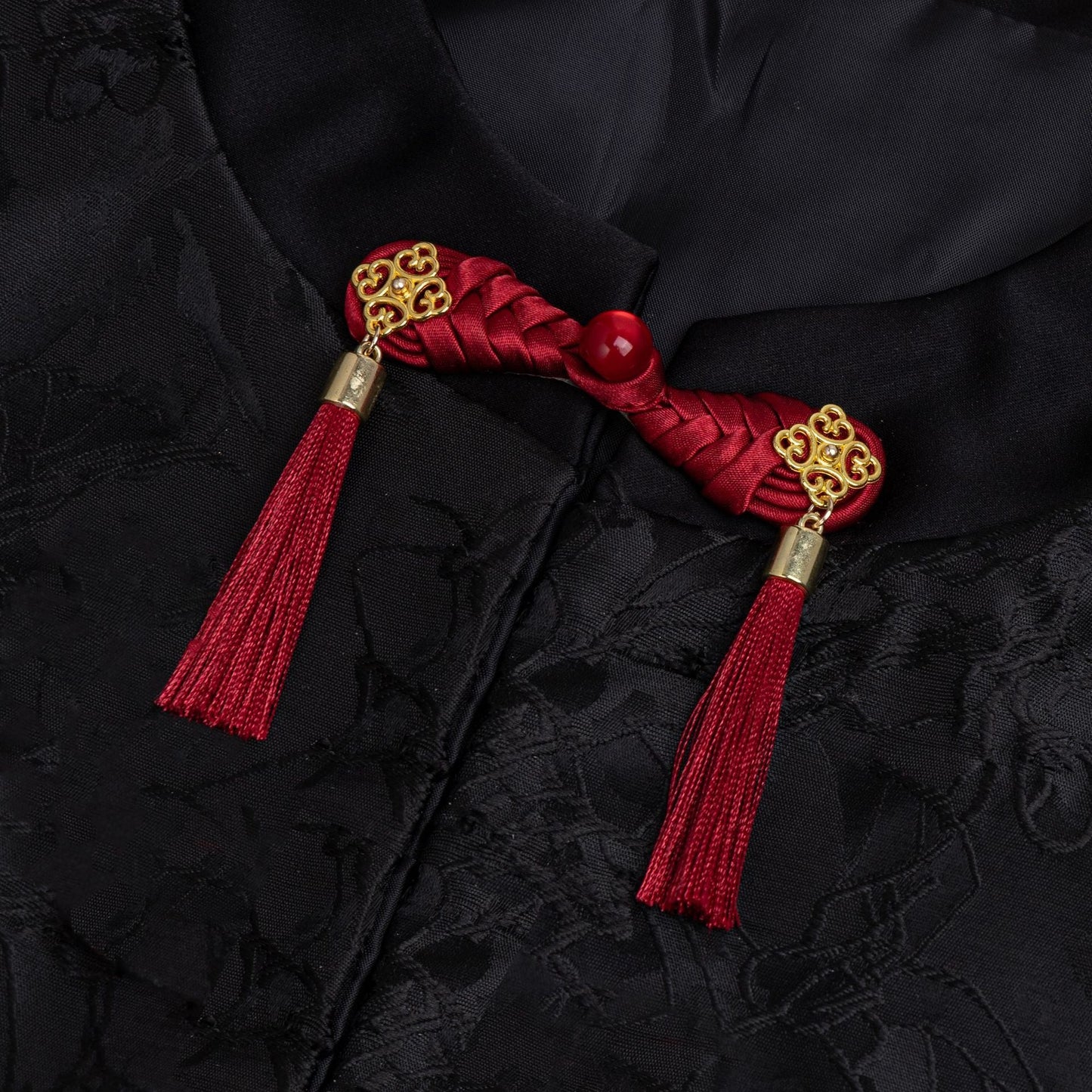 Braided Tassel Frog Button Pair - handmade decorative sew-on button