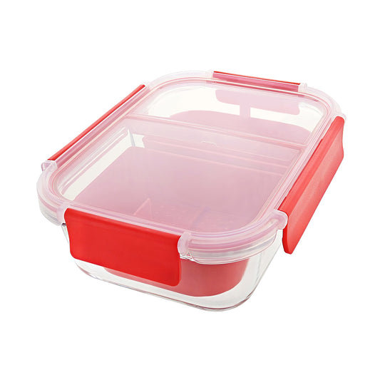 2-Compartment Borosilicate Glass Storage Container with Sealable Lid