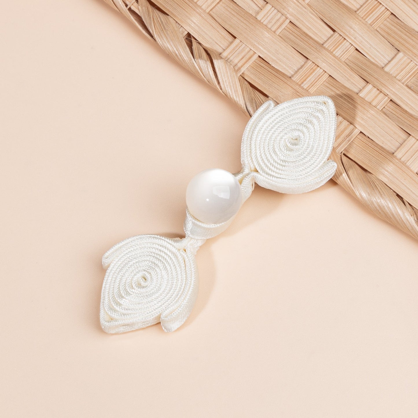 Fish Tail Spiral Knot Button with Bead - handmade decorative sew-on button