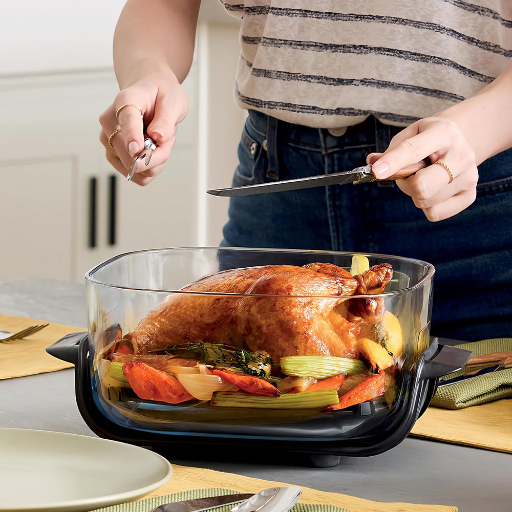 CleanCrisp™ 4QT Glassware Container with Lid – Microwave & Dishwasher Safe