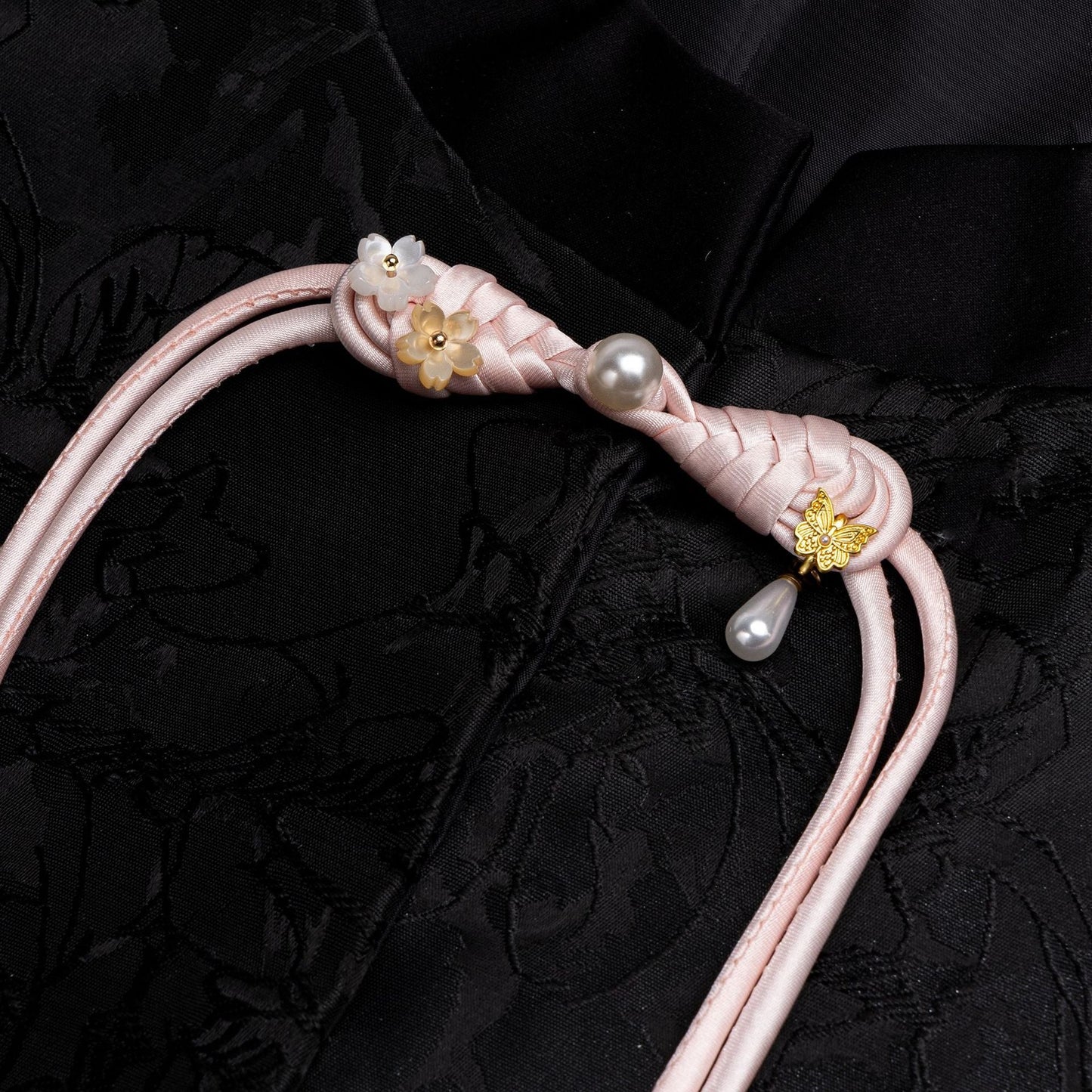 Satin Braid Flower Butterfly Cord Frog button - handmade decorative sew-on button