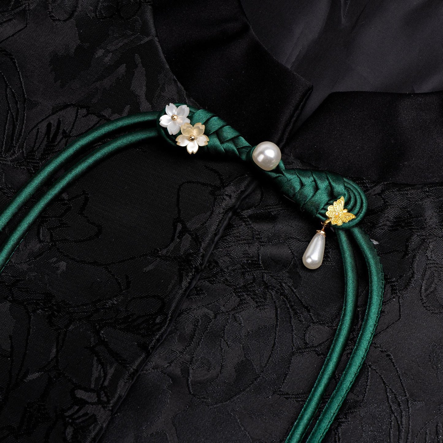 Satin Braid Flower Butterfly Cord Frog button - handmade decorative sew-on button