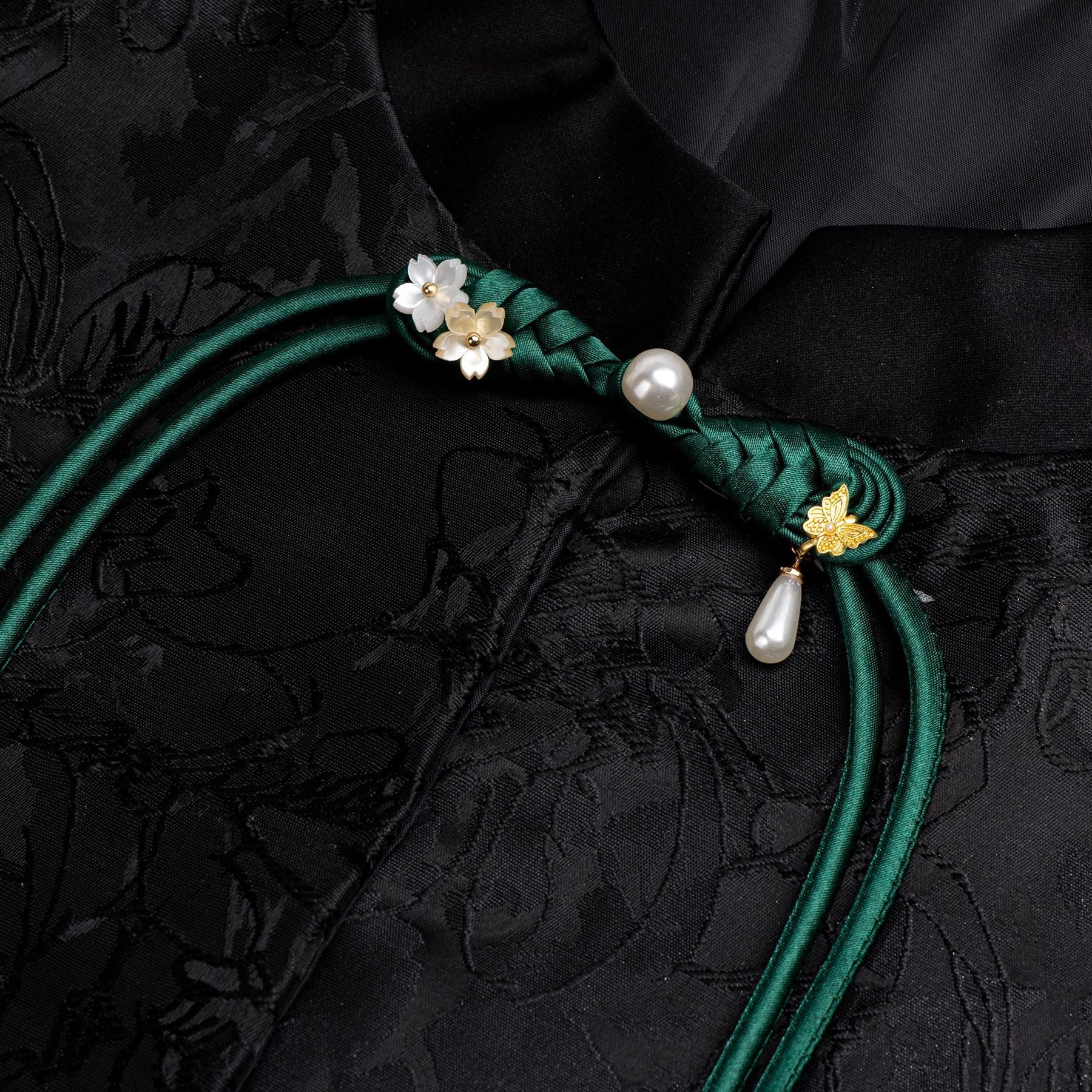 Satin Braid Flower Butterfly Cord Frog button - handmade decorative sew-on button