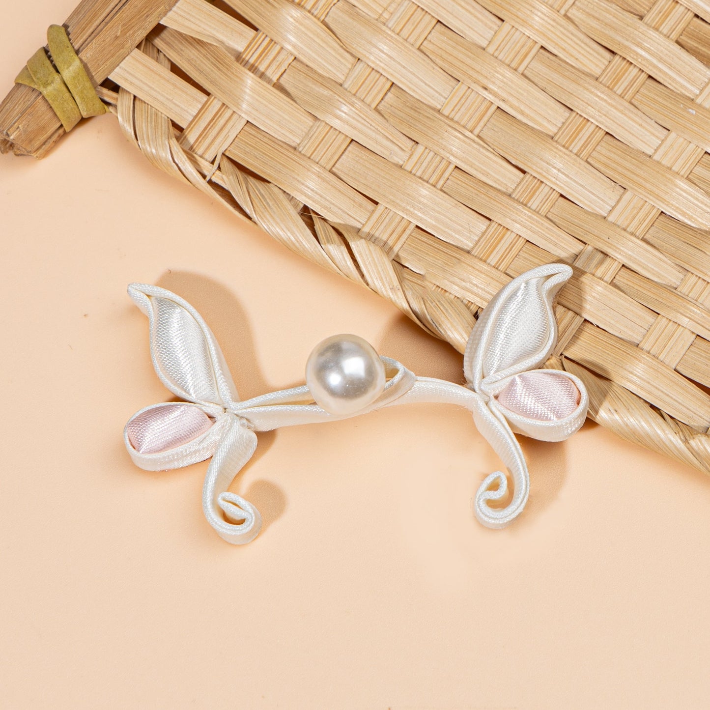 Leaf Shape Ribbon Pearl Buttons - handmade decorative sew-on button