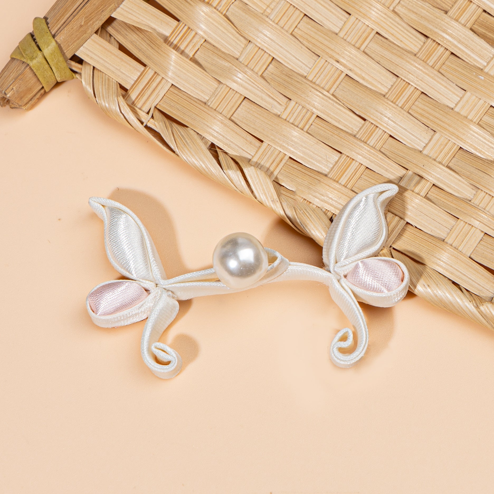 Leaf Shape Ribbon Pearl Buttons - handmade decorative sew-on button