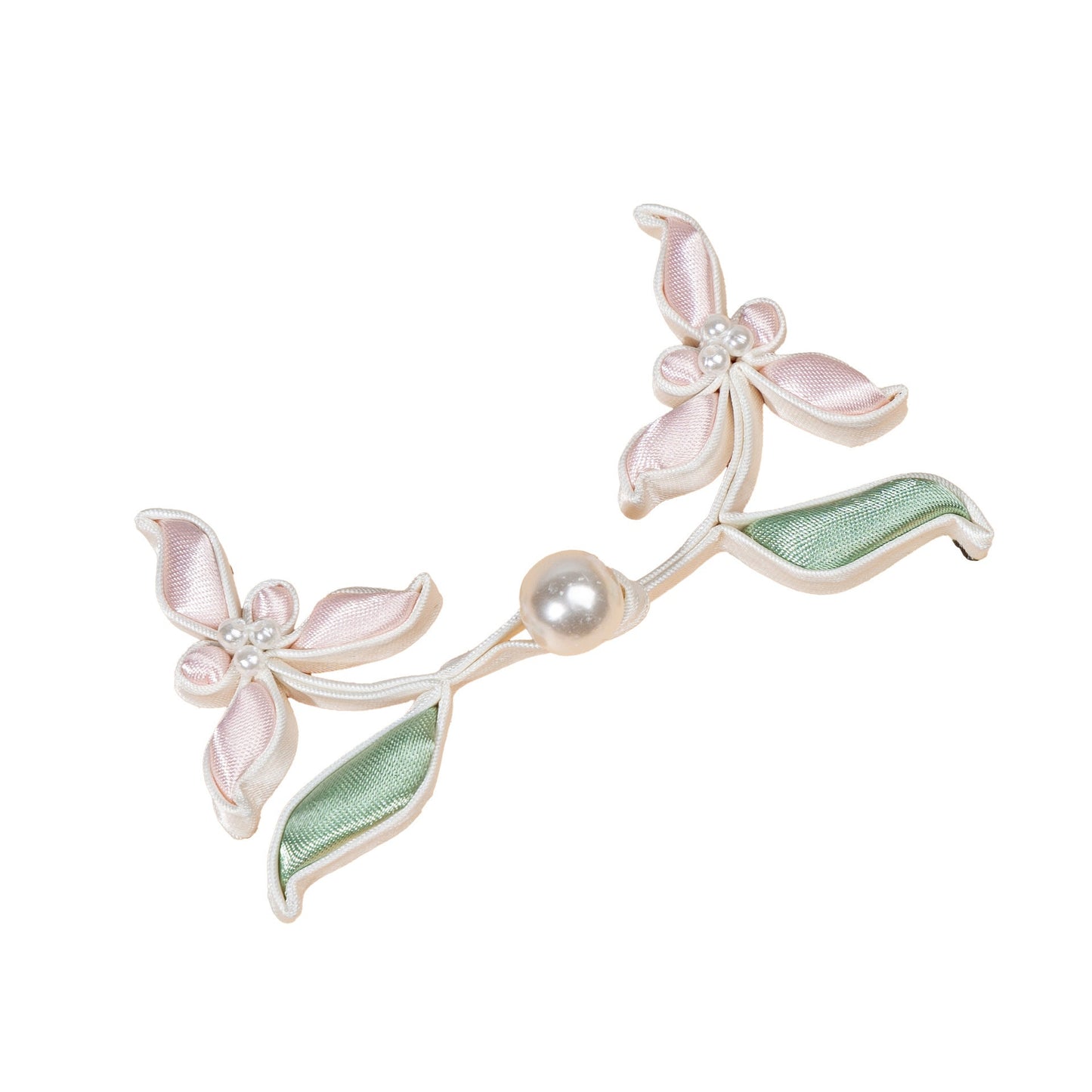 Handmade Satin Ribbon Orchid Button – Pearl Beaded Sew - handmade decorative sew-on button