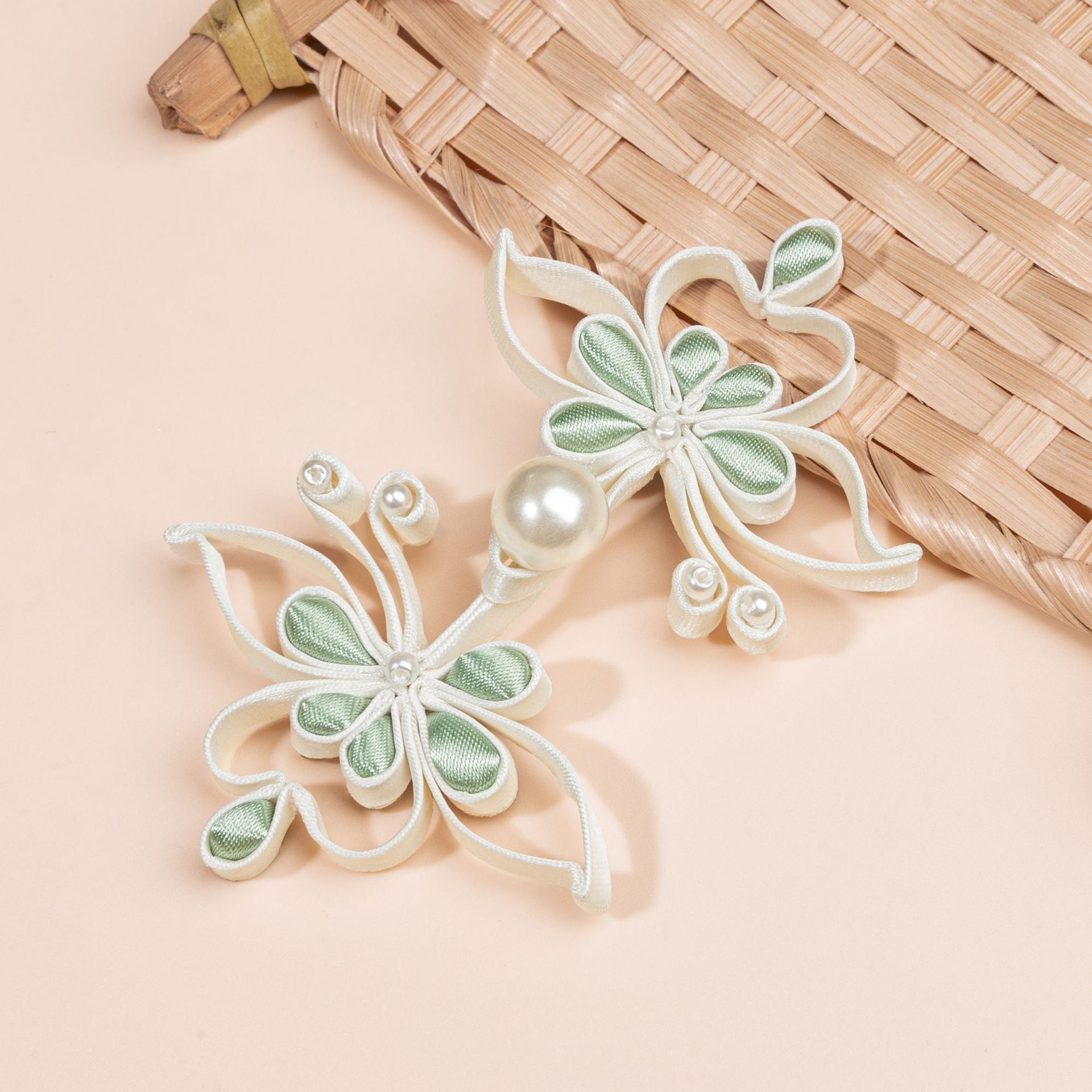 Pearl Butterfly Petal Button - Powder color, handmade decorative sew-on button