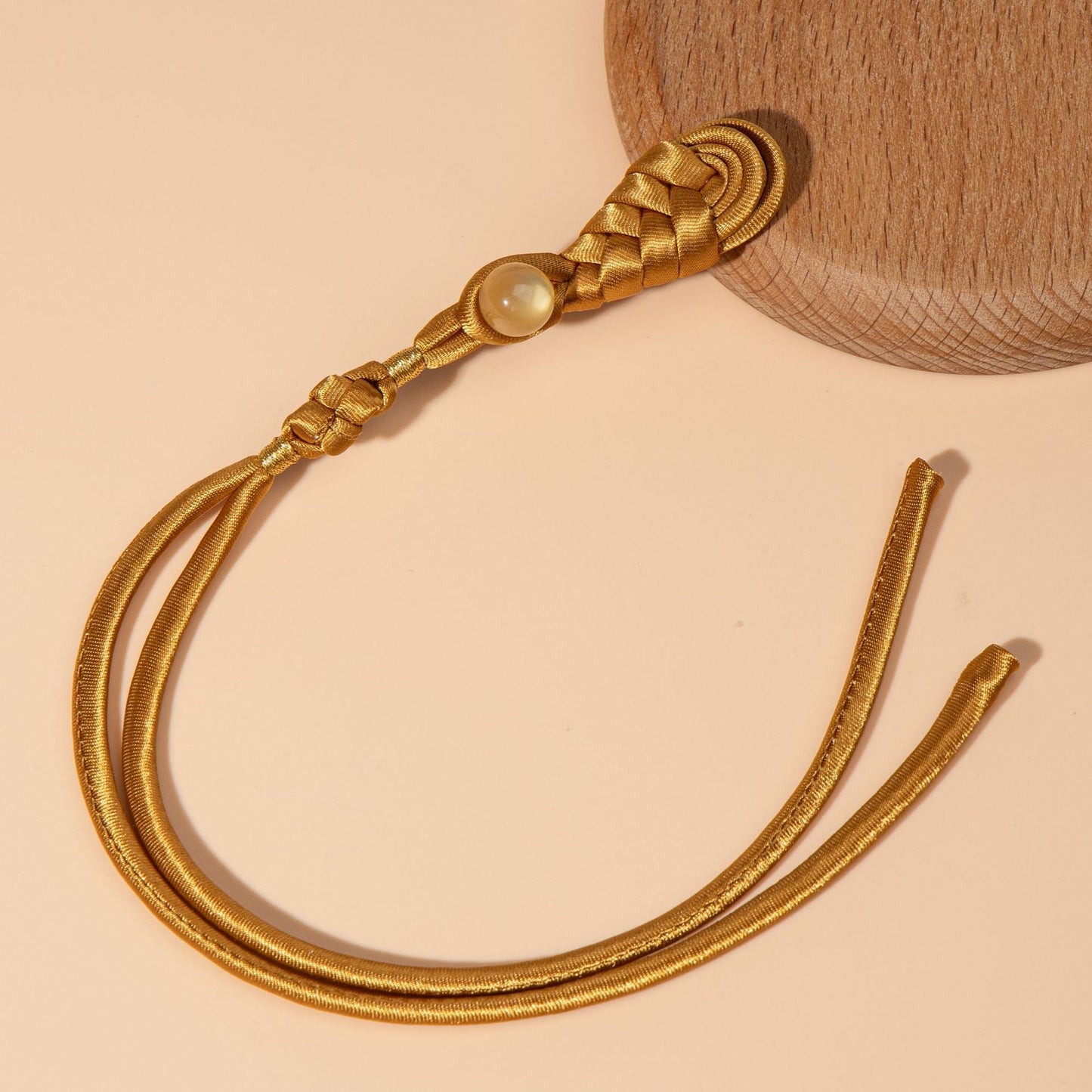 Braided Gemstone Tassel button - handmade decorative sew-on button