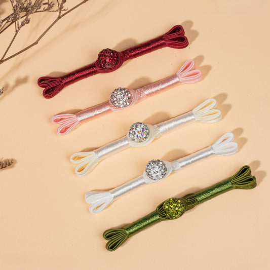Rhinestone Ball Tassel Loop Closures Button - Apricot color, handmade decorative sew-on button