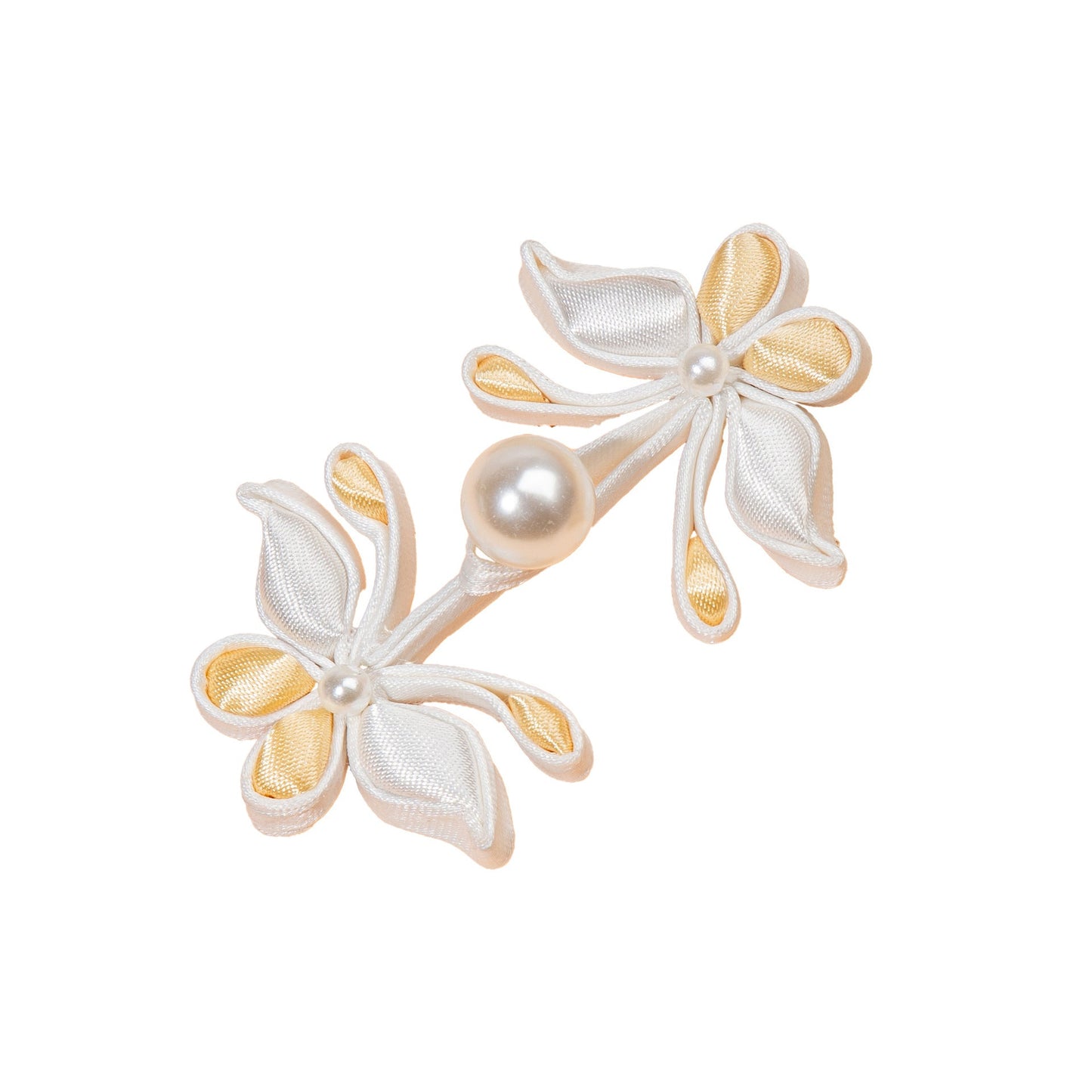 White Flower Branch Pearl Buttons - Light burgundy color, handmade decorative sew-on button