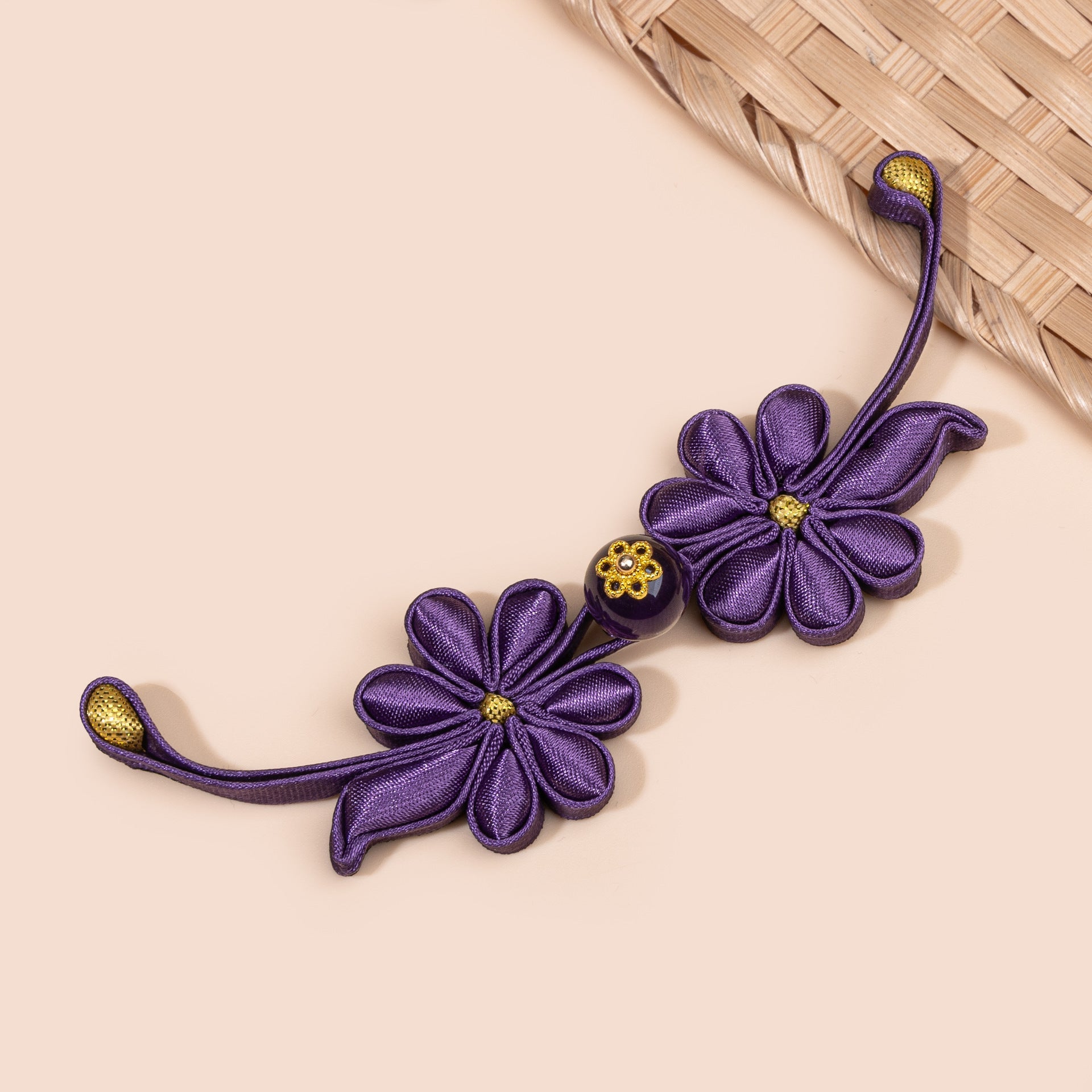 Six petal flower handmade Galaxy bead button - handmade decorative sew-on button