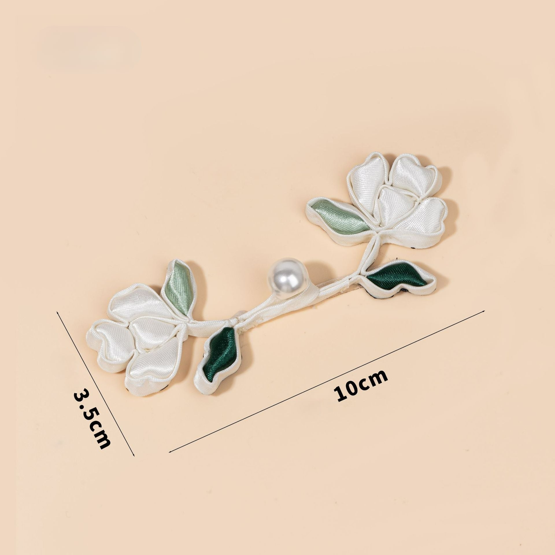 Satin Flower Branch Pearl Buttons - handmade decorative sew-on button