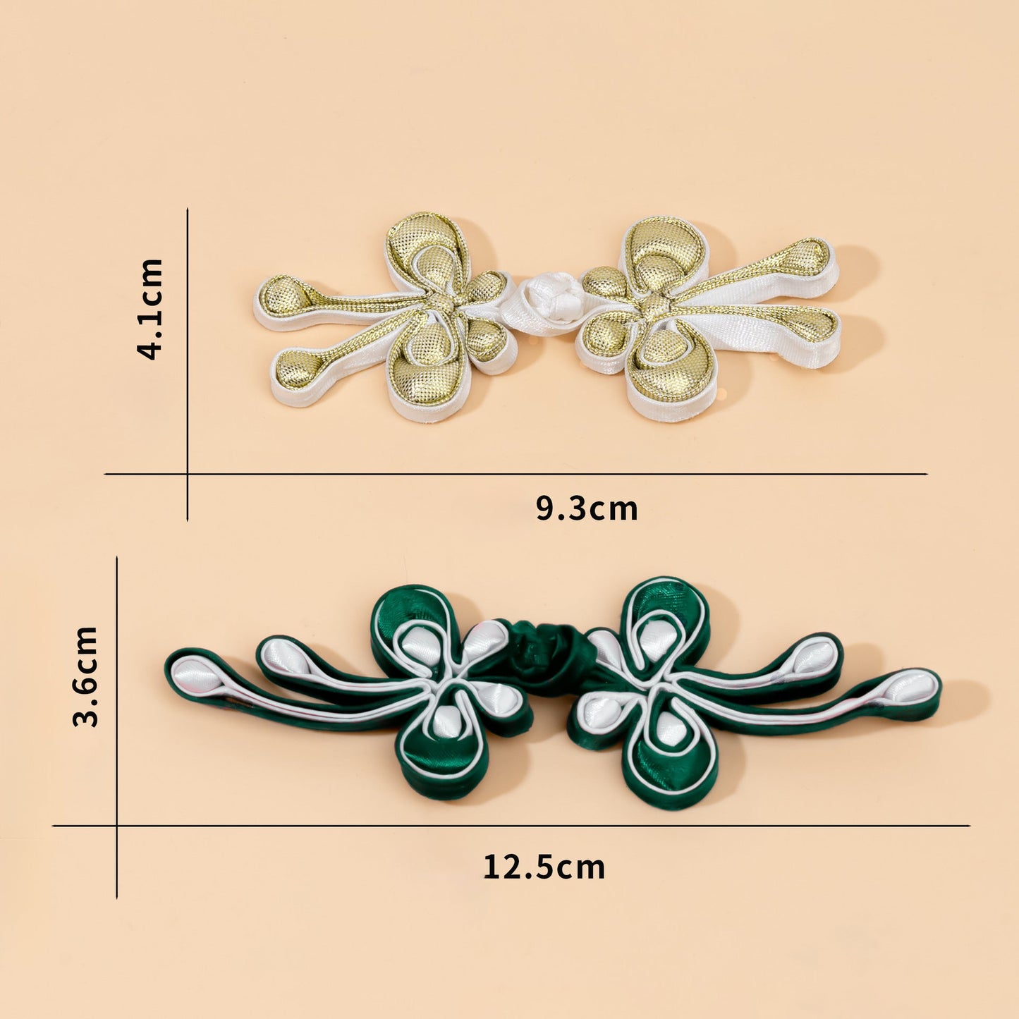 Handwoven butterfly  button - Dark Green color, handmade decorative sew-on button