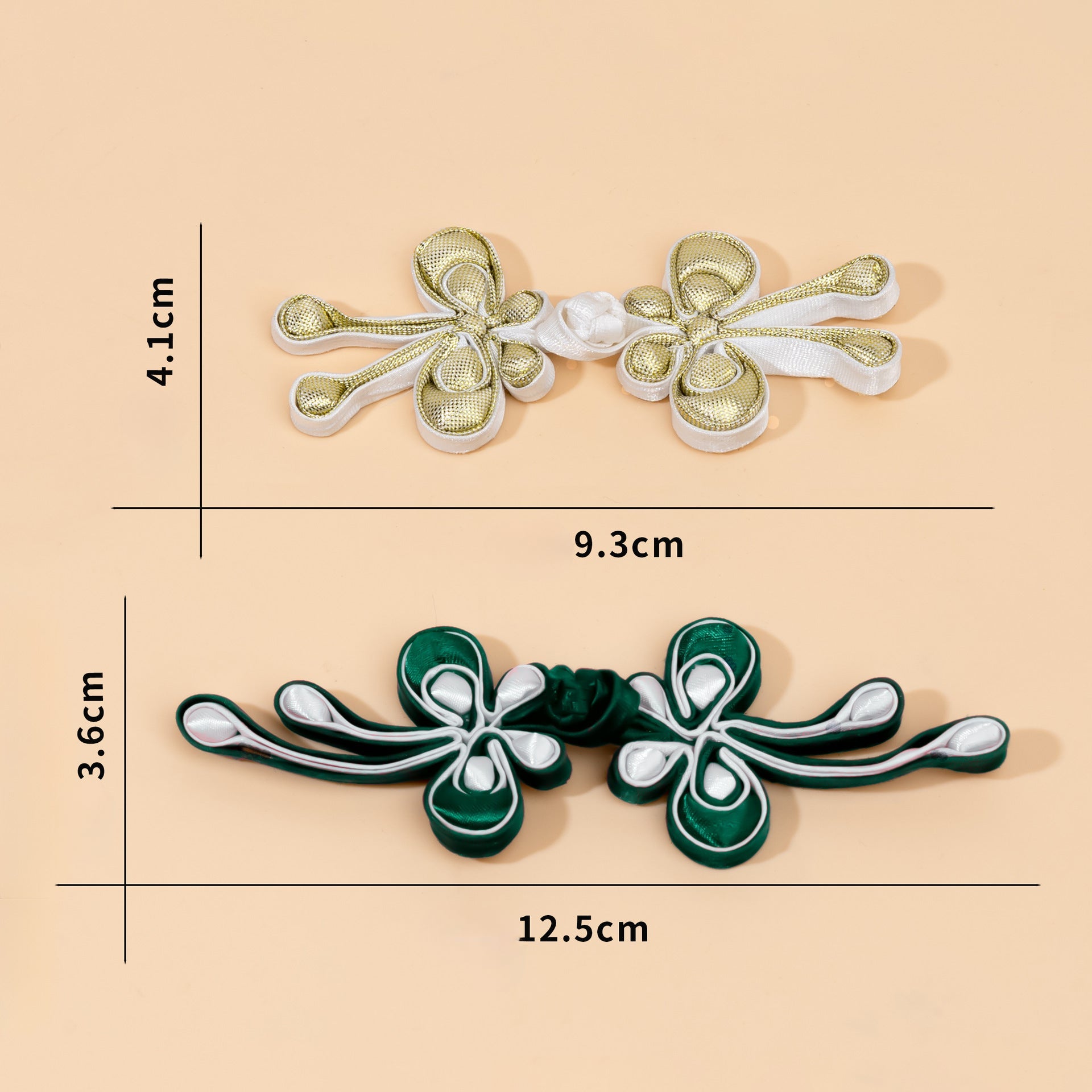 Handwoven butterfly  button - Dark Green color, handmade decorative sew-on button