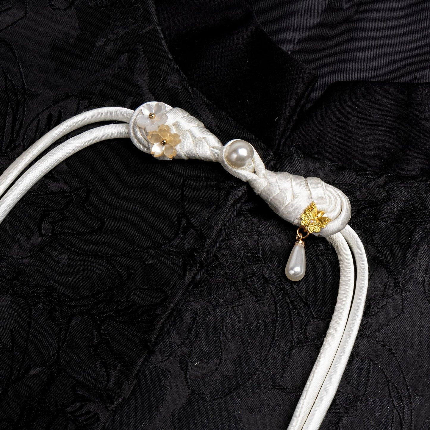 Satin Braid Flower Butterfly Cord Frog button - handmade decorative sew-on button