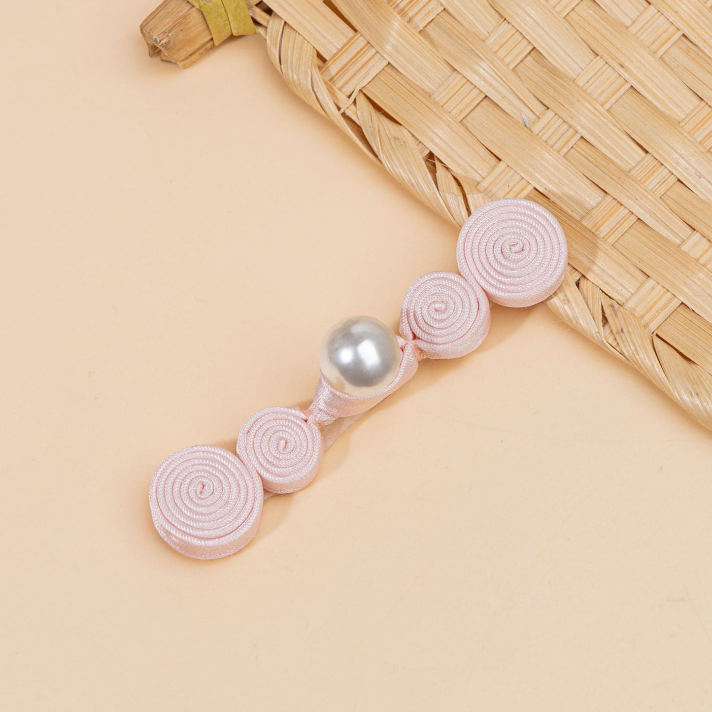 Triple Spiral Coil Button with Pearl Bead - handmade decorative sew-on button