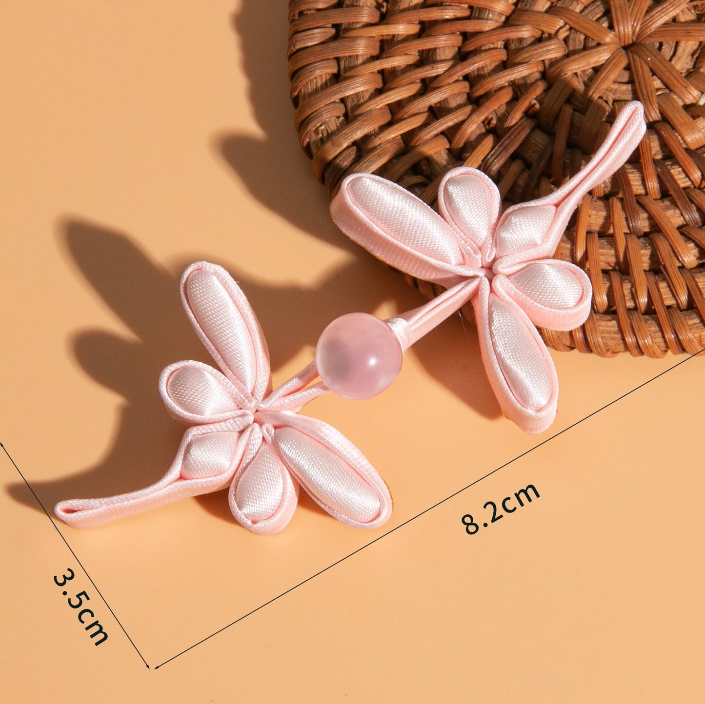 Five Petal Flower Button with Round Bead - handmade decorative sew-on button