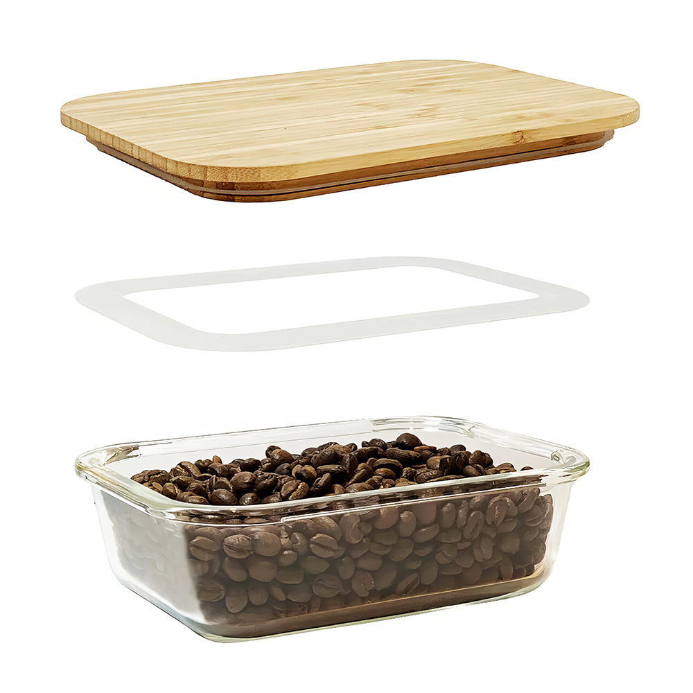 Glass Food Storage Containers with Bamboo Lids – 4 Pack (35oz & 51oz)