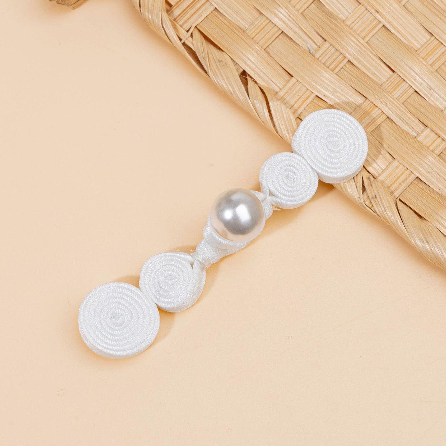Triple Spiral Coil Button with Pearl Bead - handmade decorative sew-on button