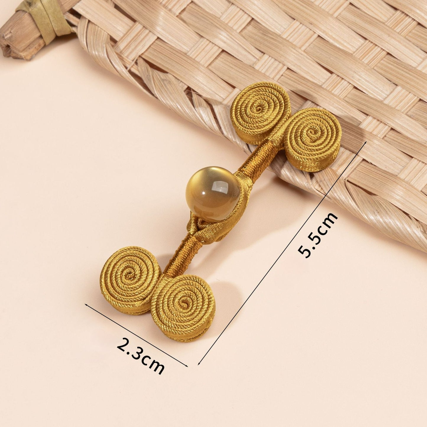 Spiral Disc Buttons with Round Bead - handmade decorative sew-on button