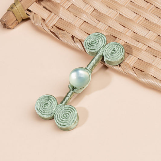 Spiral Disc Buttons with Round Bead - Yellow color, handmade decorative sew-on button