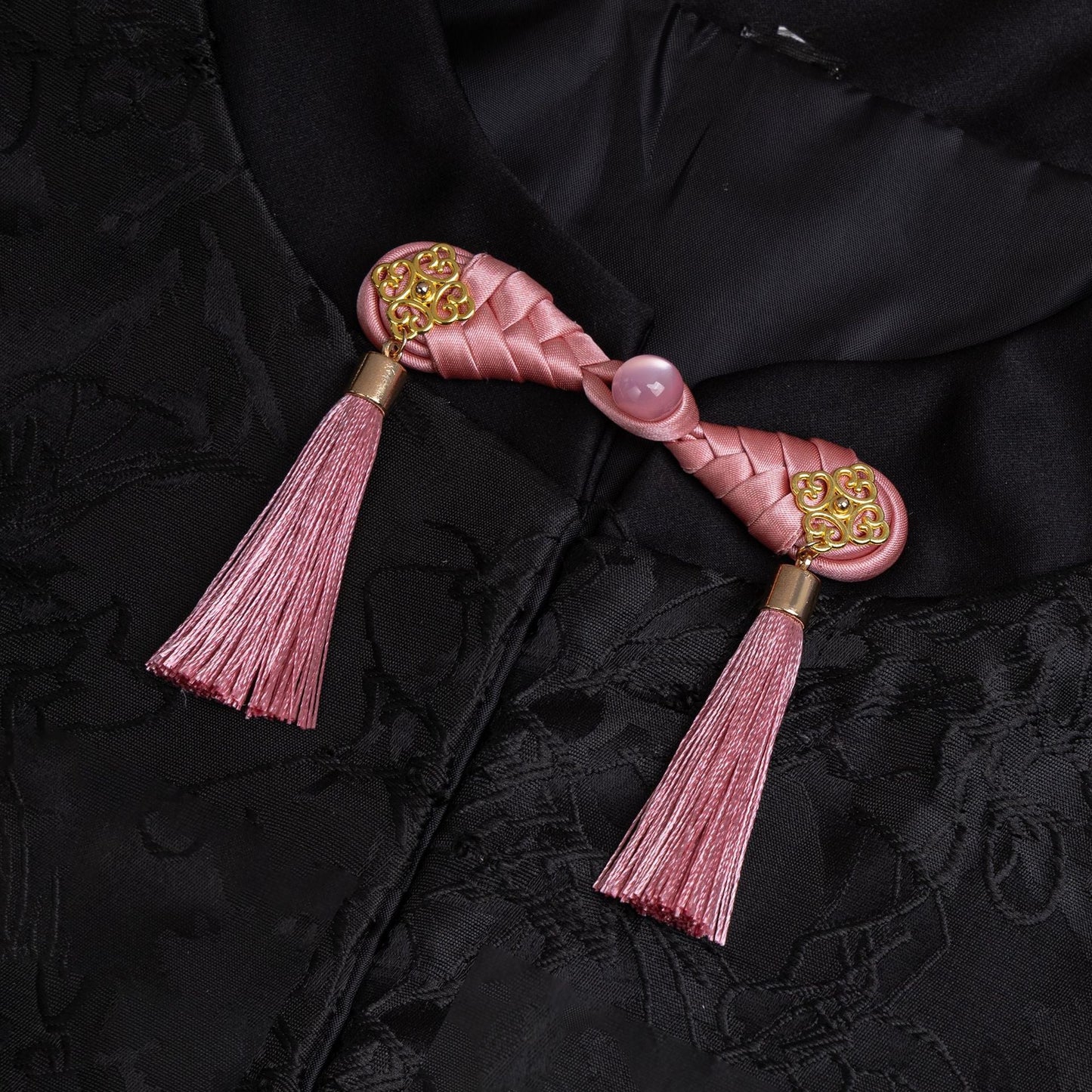 Braided Tassel Frog Button Pair - handmade decorative sew-on button