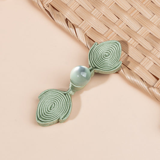 Fish Tail Spiral Knot Button with Bead - Lavender color, handmade decorative sew-on button