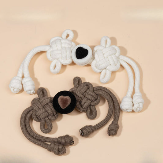 Braided Cord knot buttons Heart - Apricot color, handmade decorative sew-on button