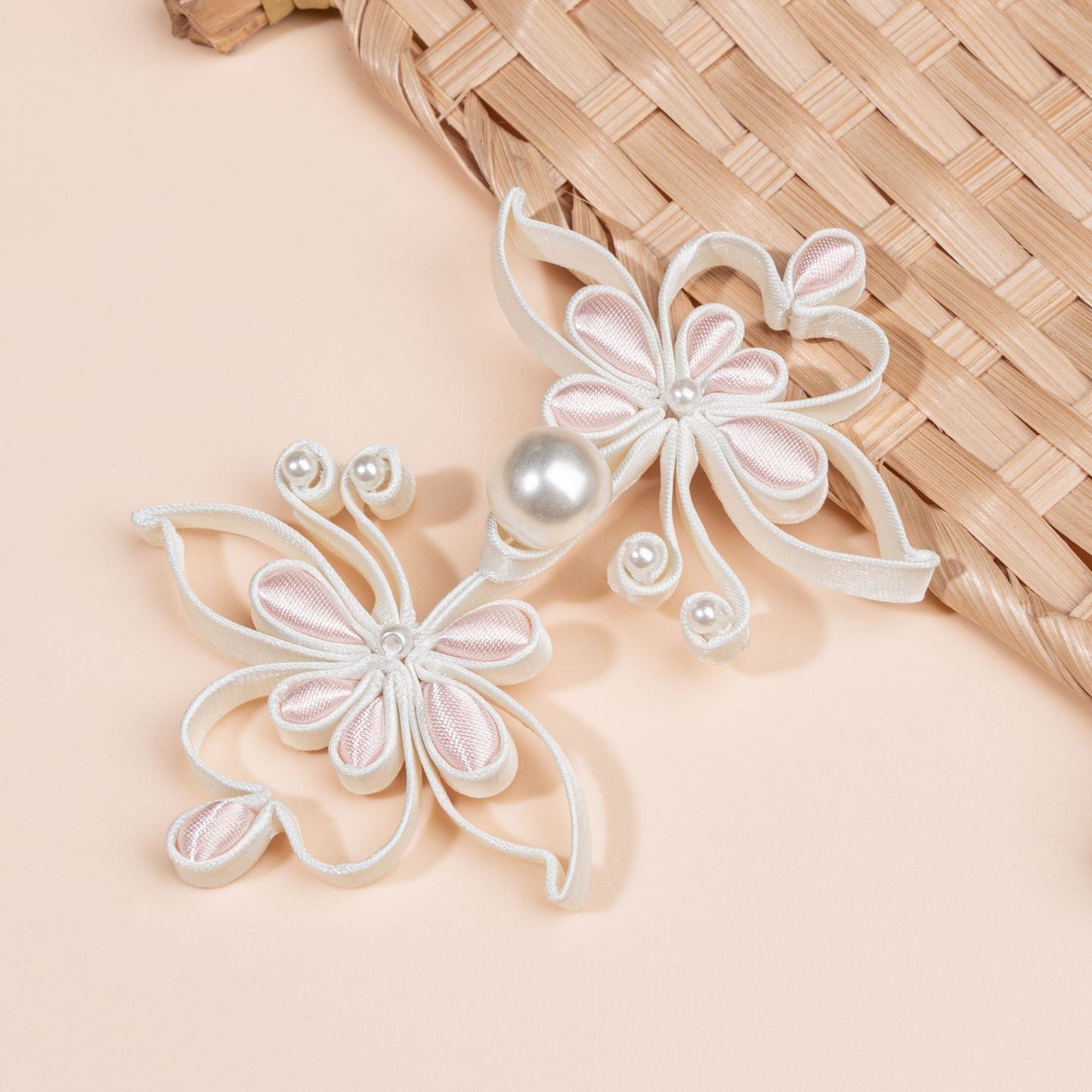 Pearl Butterfly Petal Button - handmade decorative sew-on button