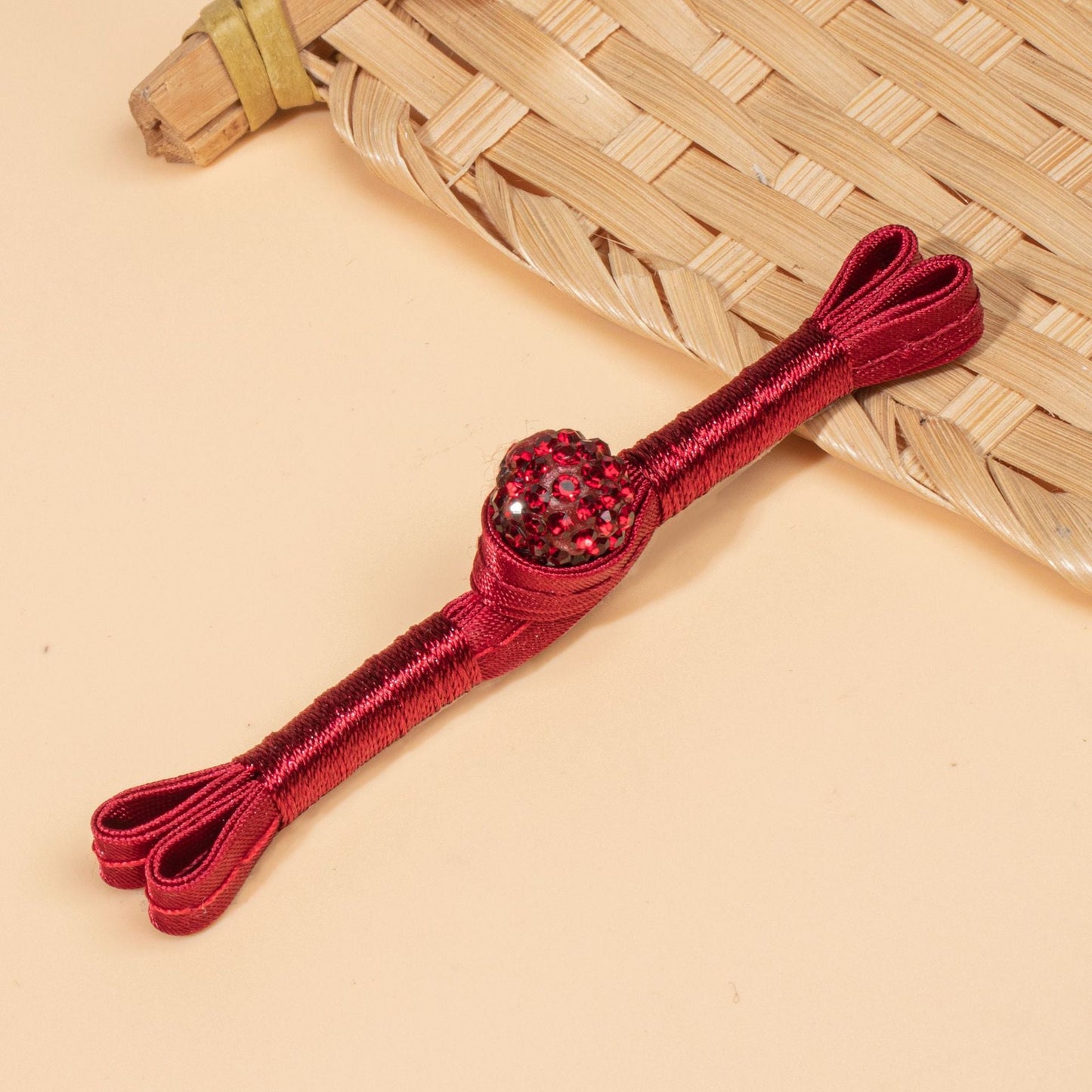Rhinestone Ball Tassel Loop Closures Button - White color, handmade decorative sew-on button