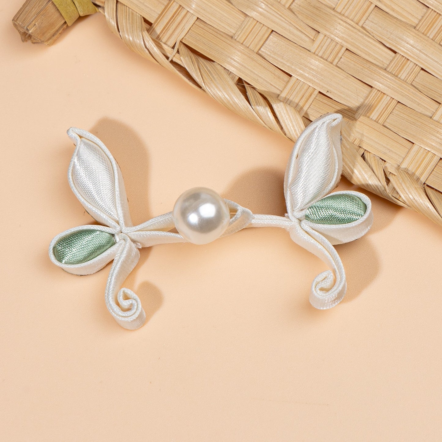 Leaf Shape Ribbon Pearl Buttons - Turmeric color, handmade decorative sew-on button