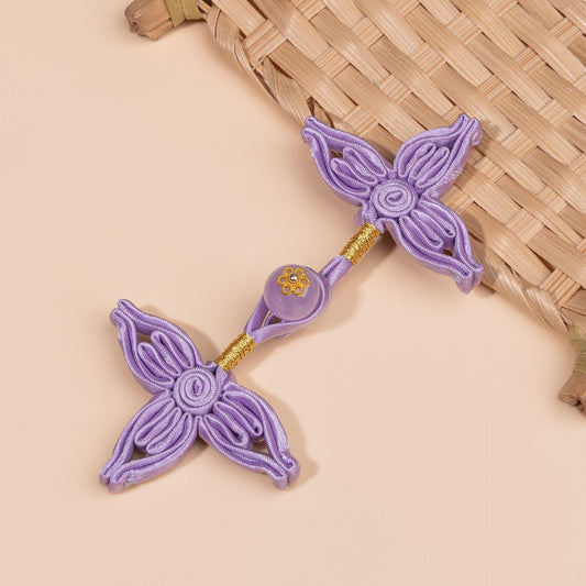 Four Wing Knot Button with Round Bead - Orange powder color, handmade decorative sew-on button
