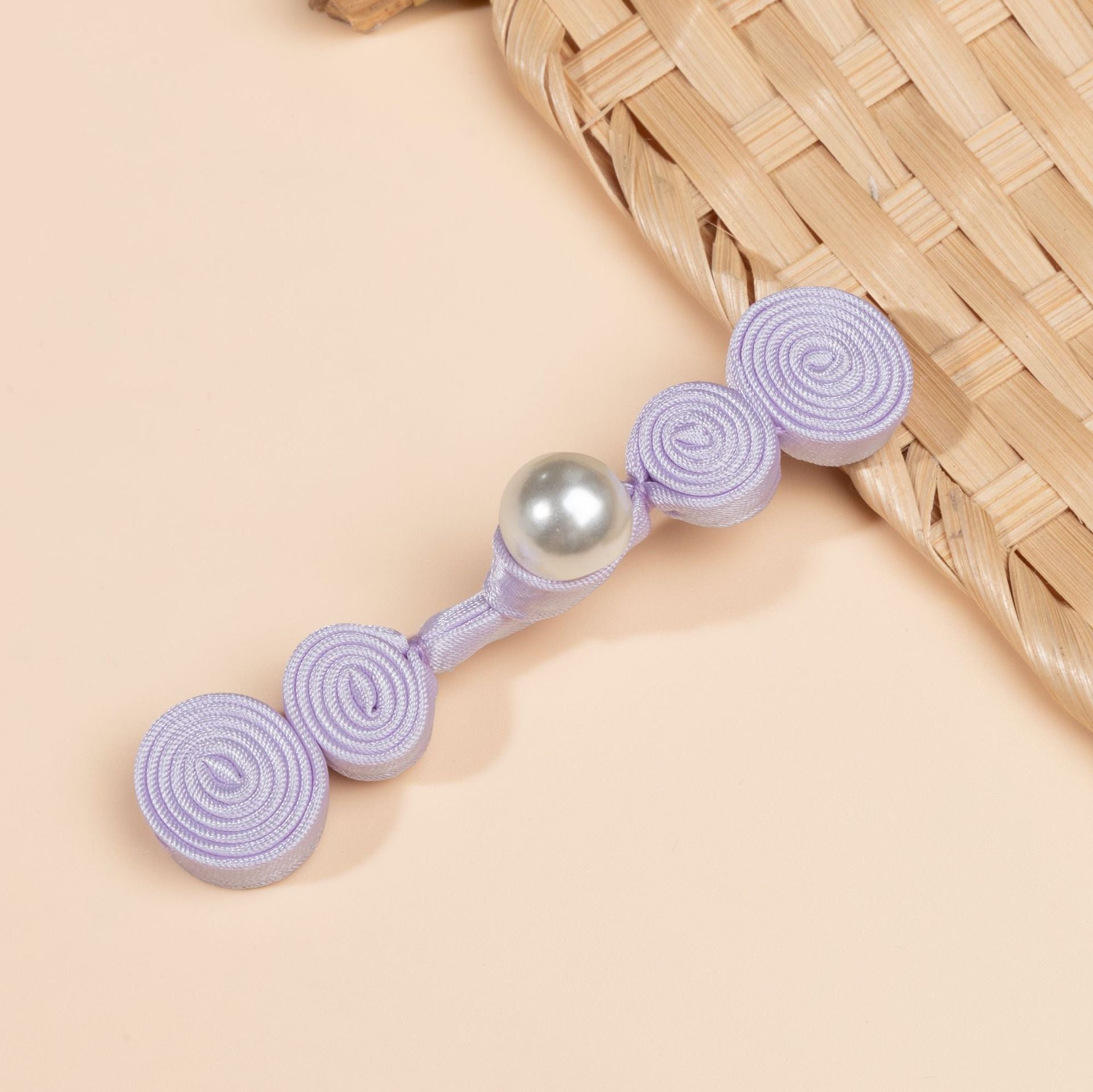 Triple Spiral Coil Button with Pearl Bead - handmade decorative sew-on button
